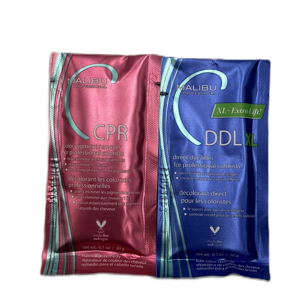 Malibu C  CPR Color Pigment Remover &  DDL Direct Dye Lifter 0.7 oz Duo